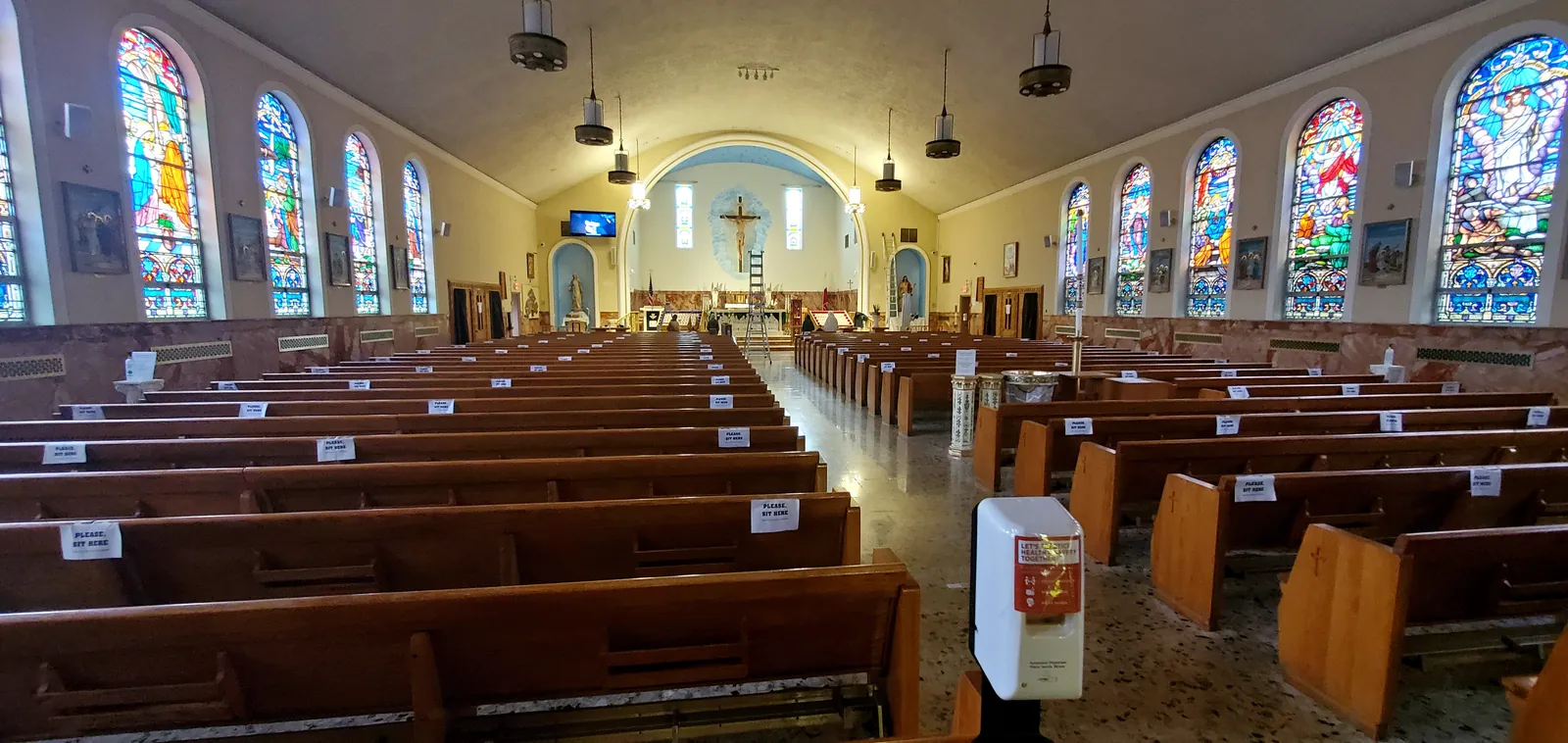 Sanctuary with displays and live-streaming system