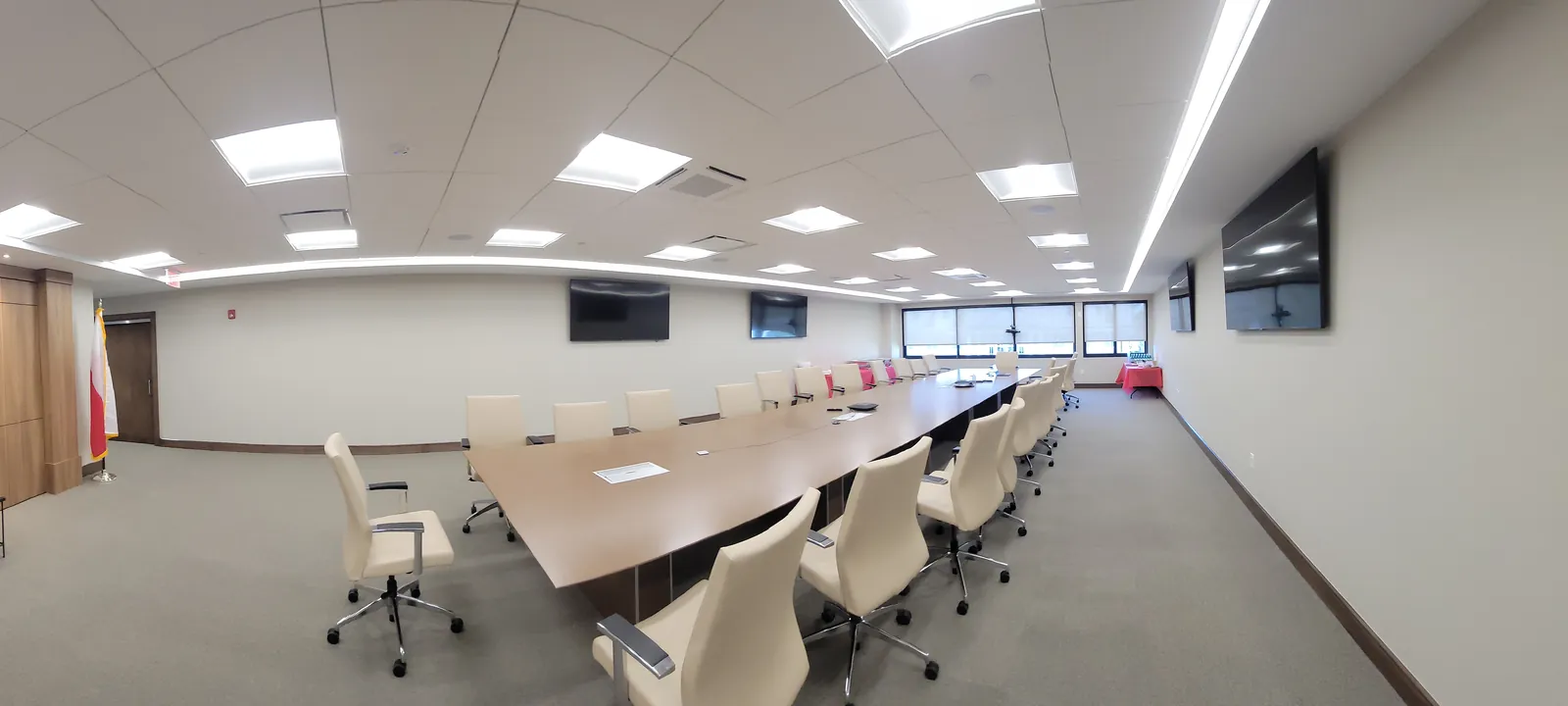 Corporate conference room with wall displays